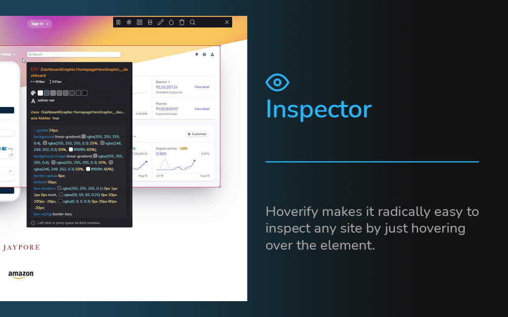 inspector - Hoverify makes it radically easy to inspect any site by just hovering over the element