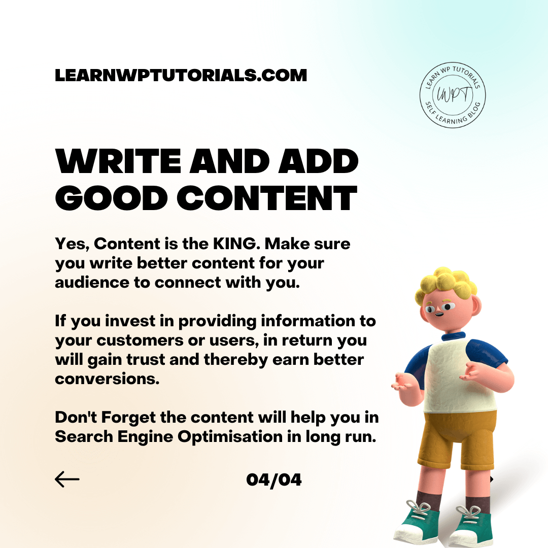 write and add good Content